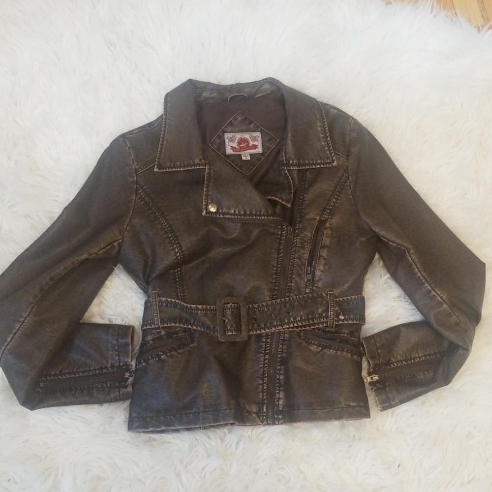 Beverly Hills Polo Club Brown Faux Leather Jacket